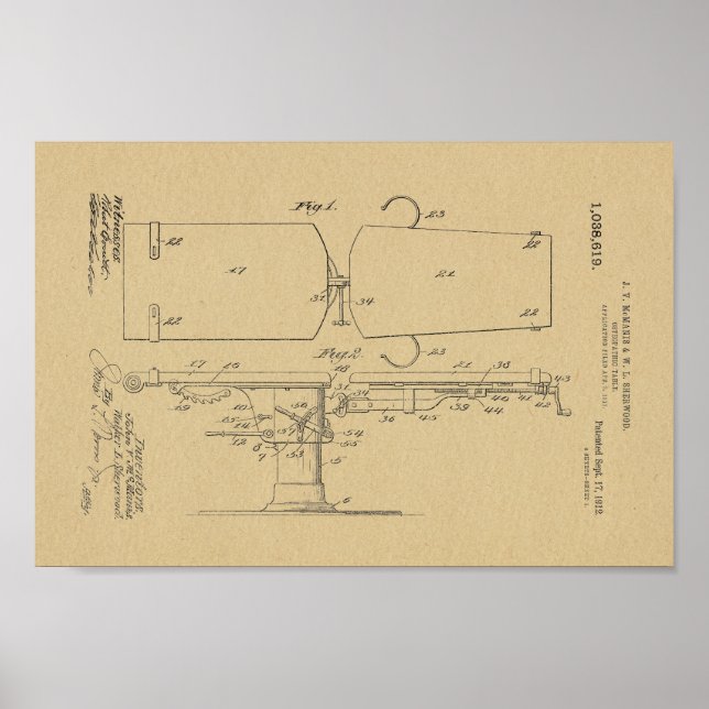 Impresión de arte de patentes de patentes de tabla (Frente)