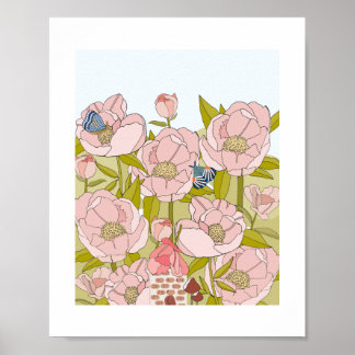 Impresión de arte de Peony Fairy House