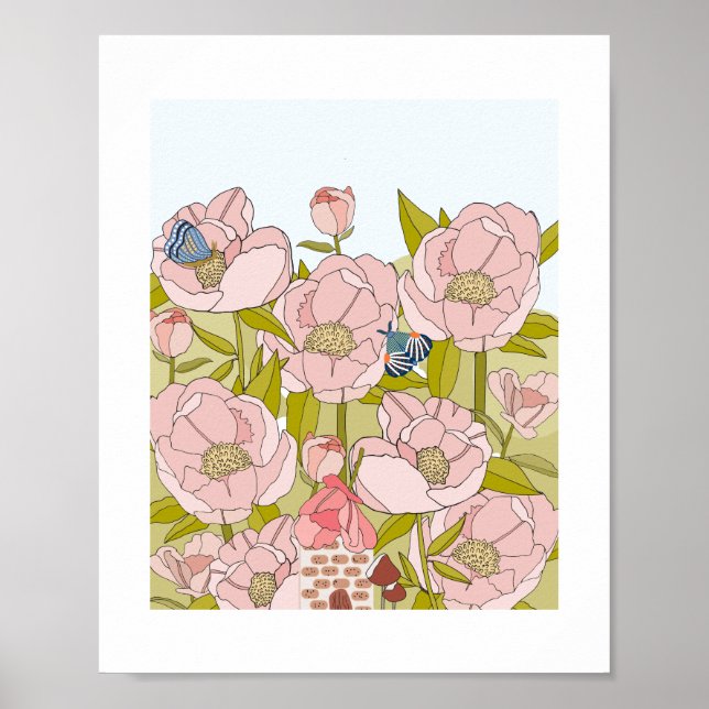 Impresión de arte de Peony Fairy House (Frente)