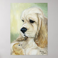 Impresión de arte de perro "Cocker Spaniel & Chick
