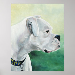 Impresión de arte de perro de Boxer blanco