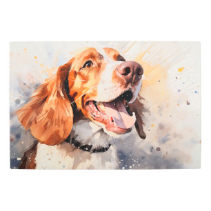 Impresión de arte de perro de color de agua feliz