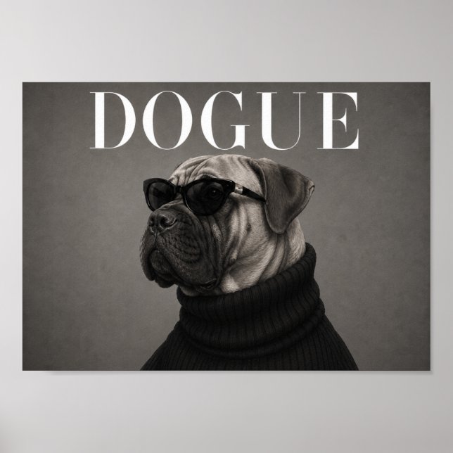 Impresión de arte de perro de moda Bullmastiff chi (Frente)