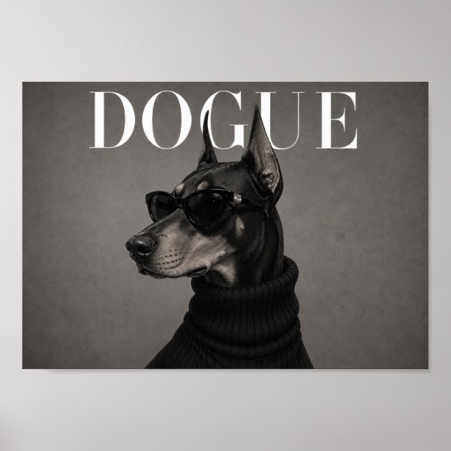 Impresión de arte de perro de moda Doberman Chic (Frente)