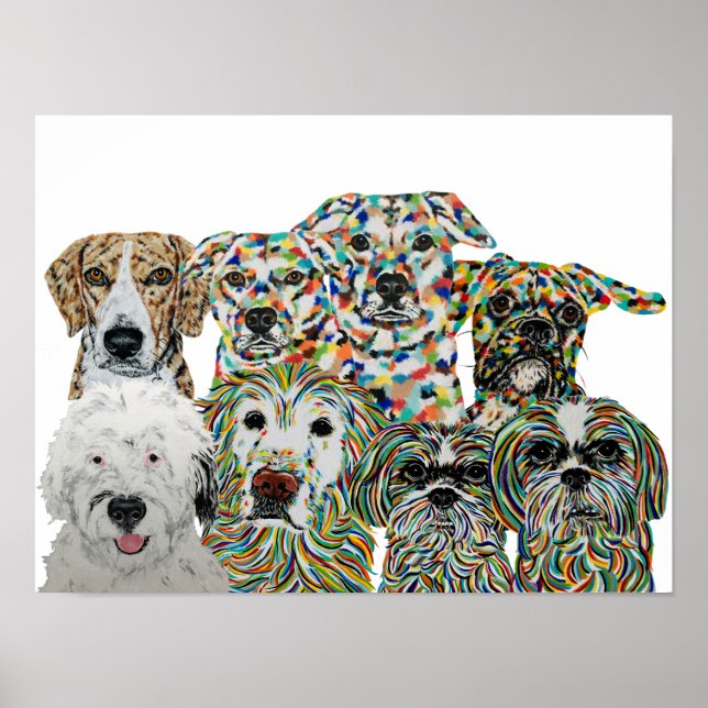 Impresión de arte de perros artísticos (Frente)