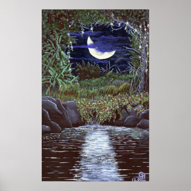 Impresión de arte de pintura acrílica Moonlight Fa (Frente)