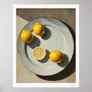 Impresión de arte de pintura al óleo de limón rúst