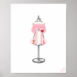 Impresión de arte de pintura de color rosa Retro B