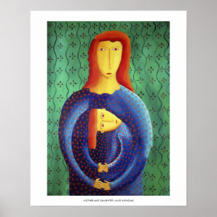 Impresión de arte de pintura de madre e hija