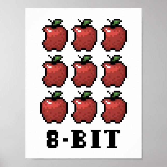 Impresión de arte de píxeles de manzanas de 8 bits (Frente)