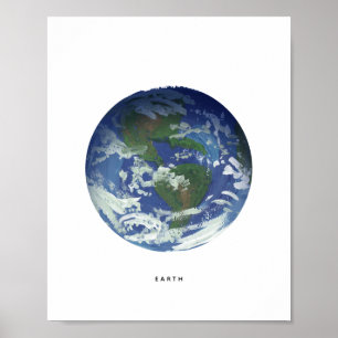 Impresión de arte de planeta tierra pintado