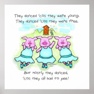 Impresión de arte de poema de cerdo bailando