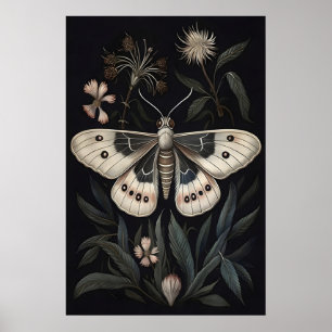 Impresión de arte de polilla botánica, cartel vint
