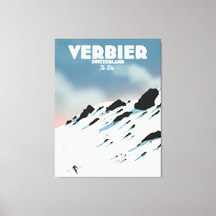 Impresión de arte de póster de viaje de esquí de V