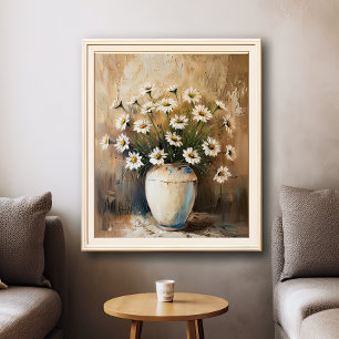 Impresión de arte de prado de margaritas en Gouach