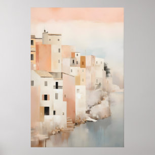 Impresión de arte de pueblo costero Paisaje marino