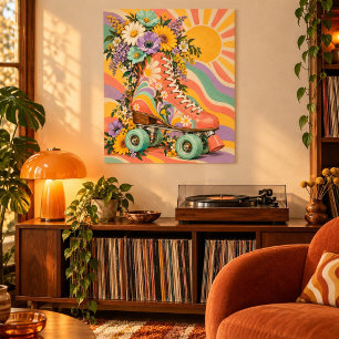 Impresión de arte de ramo de roller disco