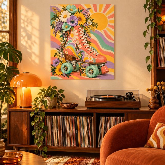 Impresión de arte de ramo de roller disco (Unframed paper art print. All texture effects are printed. Room styling props are not included.)