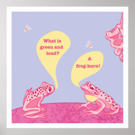 Impresión de arte de ranas tontas - Rosa y azul pe