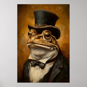 Impresión de arte de retrato de rana vintage pared