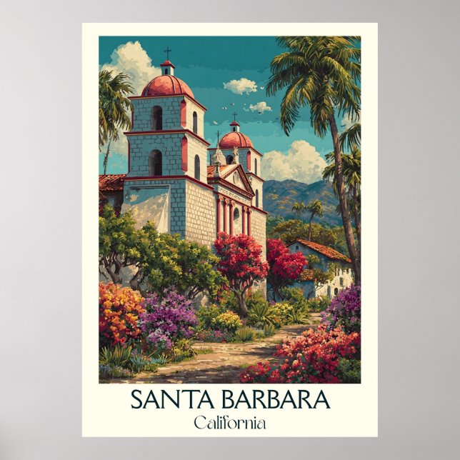 Impresión de arte de Santa Bárbara California | En (Frente)