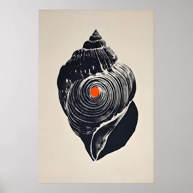 Impresión de arte de Shankha, Concha minimalista ( (Frente)