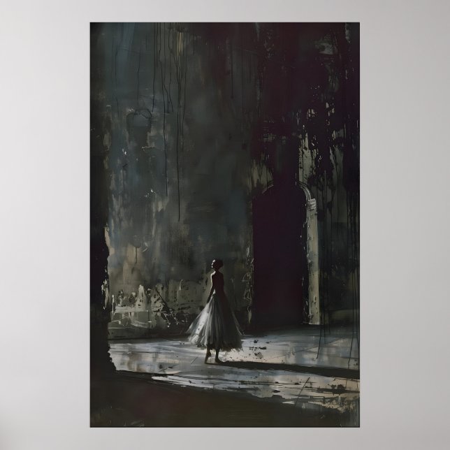 Impresión de arte de silueta de bailarina, Dark Co (Frente)