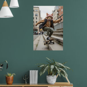 Impresión de arte de skateboard para gato rad