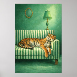Impresión de arte de tigre dormido maximalista dor