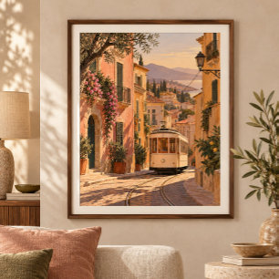 Impresión de arte de tranvía por el Barrio Ocre