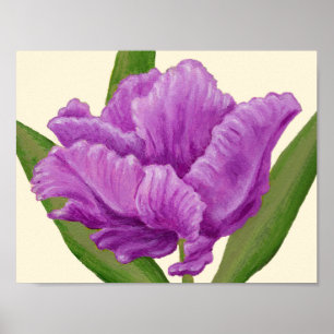 Impresión de arte de Tulip de loro morado.