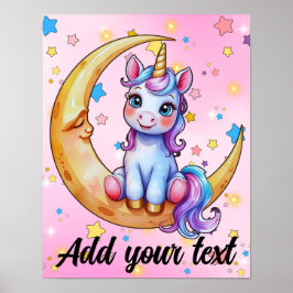Impresión de arte de unicornio en luna de 11x14