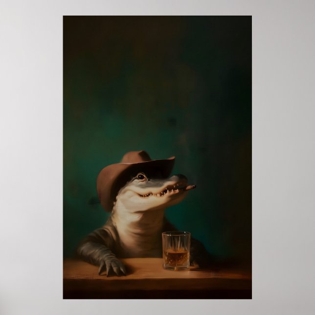 Impresión de arte de vaquero de caimán, oeste anim (Frente)