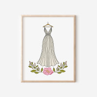 Impresión de arte de vestido de novia etéreo dibuj