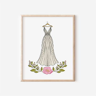 Impresión de arte de vestido de novia etéreo dibuj