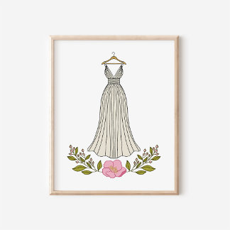 Impresión de arte de vestido de novia etéreo dibuj