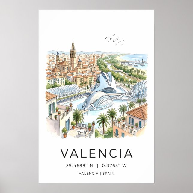 Impresión de arte de viaje a Valencia - Terrazas e (Frente)