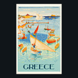Impresión de arte de viajes por mar de la vieja Gr<br><div class="desc">Vintage Greece Seascape Travel Bella Artes Giclee Print (Reproduction),  alrededor de 1947. Por favor,  personalizar el tamaño del poster,  la textura,  el borde y/o el marco para que se adapte a su gusto.</div>