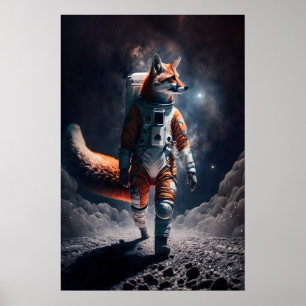 Impresión de arte de zorro astronauta Traje espaci