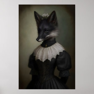Impresión de arte de zorro negro gótico Academia O