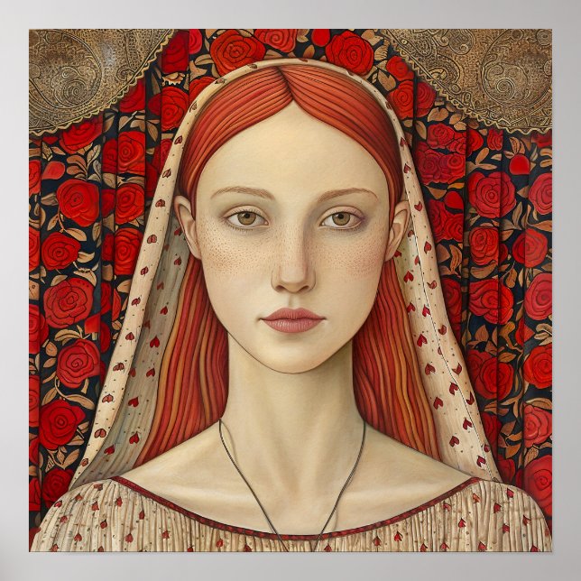 Impresión de arte decorativo de retrato femenino (Frente)