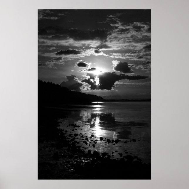 Impresión de arte del atardecer negro (Frente)