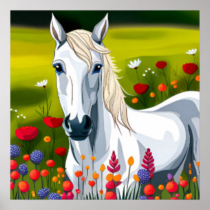 Impresión de arte del caballo blanco para niños