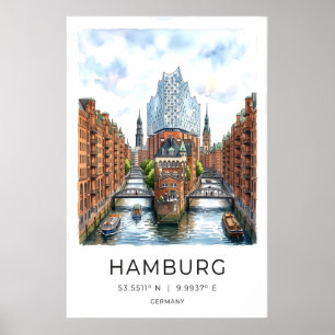 Impresión de arte del canal de Hamburgo - Paisaje 