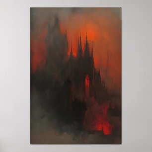 Impresión de arte del castillo gótico oscuro de Dr