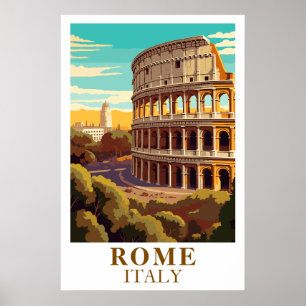Impresión de arte del Coliseo de viaje vintage Rom