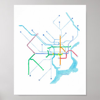 Impresión de arte del mapa SEPTA de Filadelfia