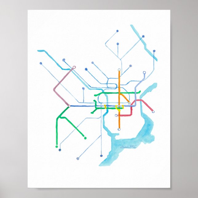 Impresión de arte del mapa SEPTA de Filadelfia (Frente)