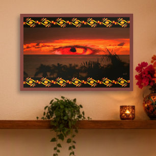 Impresión de arte del ojo tropical de la puesta de