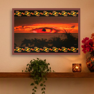Impresión de arte del ojo tropical de la puesta de